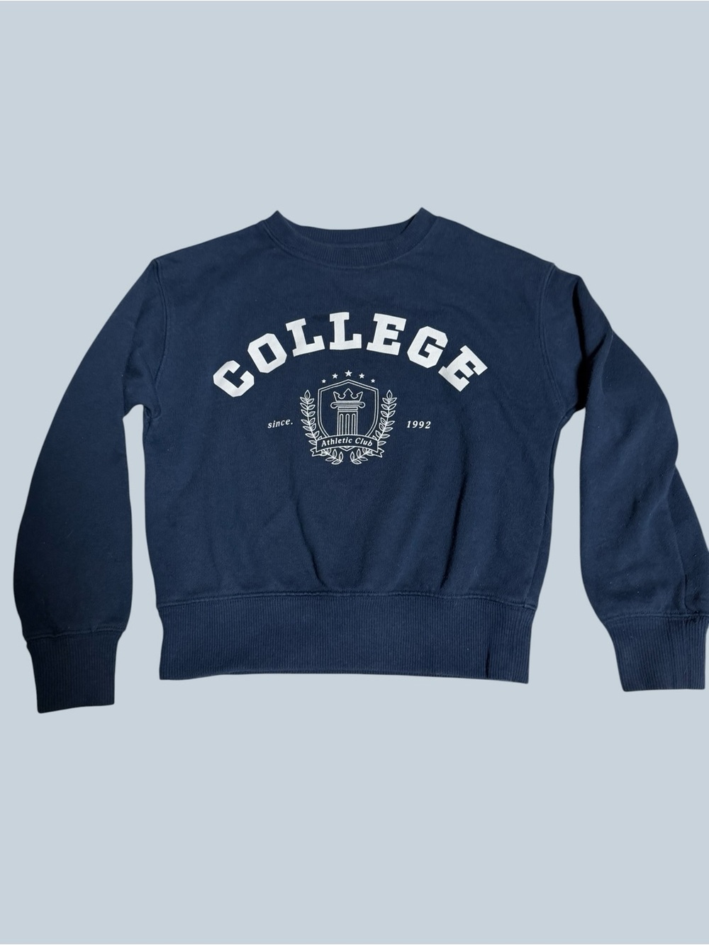 Girls College Graphic Navy Crewneck Sweatshirt in M